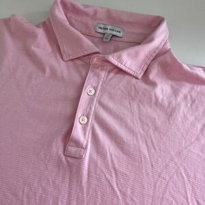Peter Millar Pink Stripe Short Sleeve Golf Polo Men's XL no logo